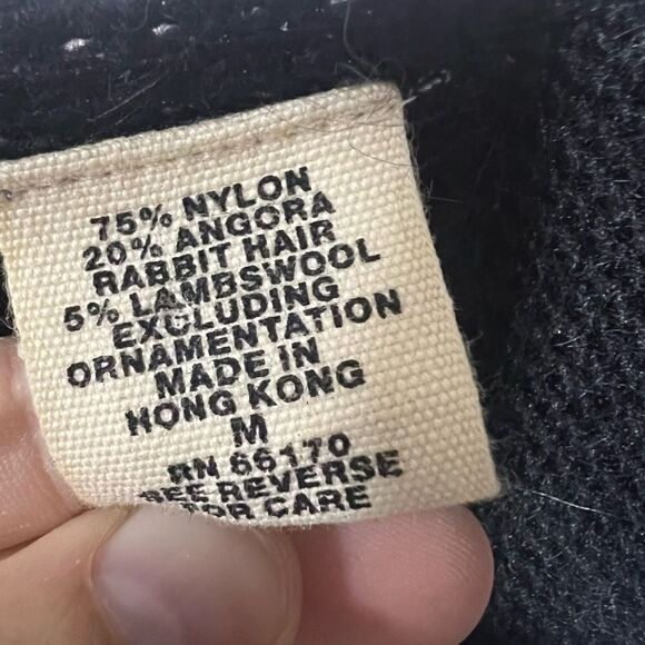 MOTH Anthropologie Lambs Wool Angora Rabbit Flap Black Cardigan Sweater Size M - Picture 7 of 7